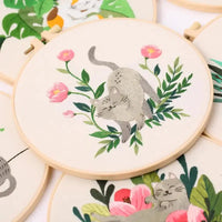 Kit broderie Chat et fleurs couture et mercerie