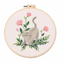 Kit broderie Chat et fleurs couture et mercerie